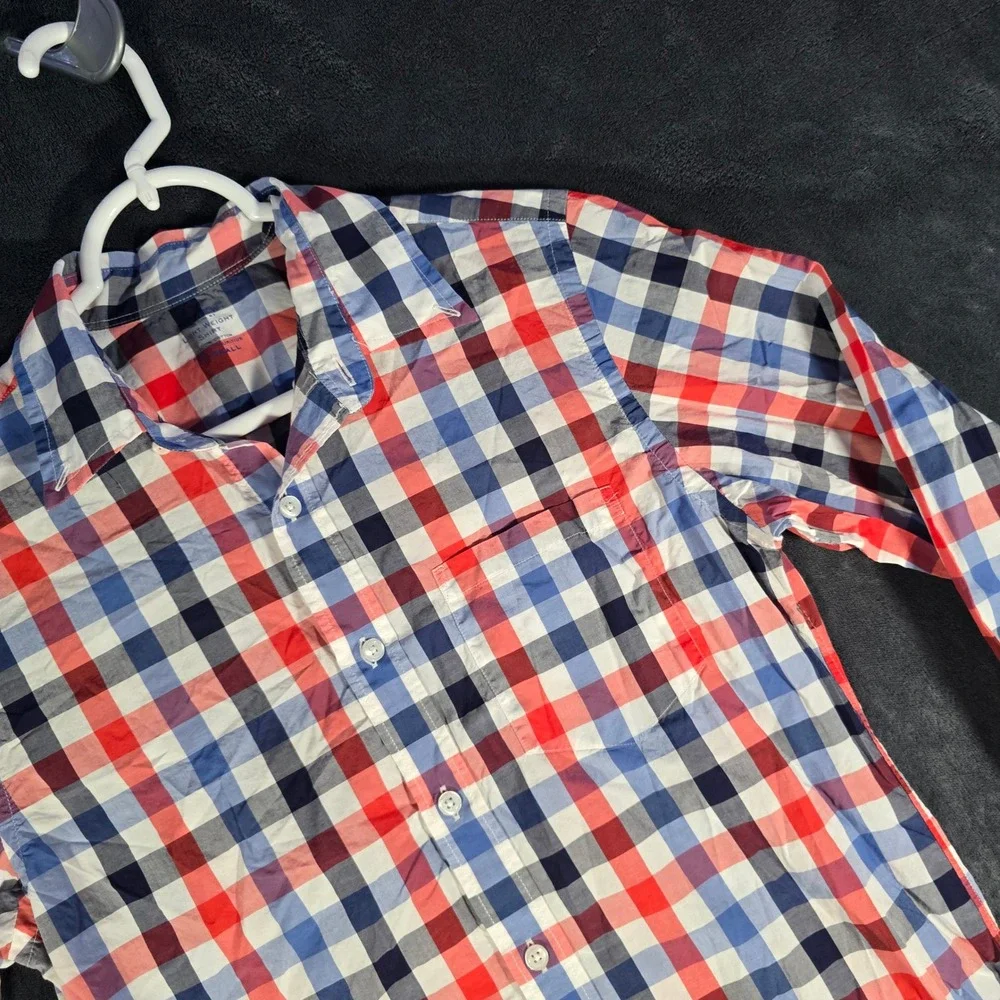 J. Crew Lightweight Shirt Red Blue‎ Plaid Button Down Long Sleeve Mens XS